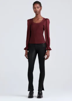 Women Derek Lam Tops<Aishah Scoop Neck Long Sleeve Ribbed Top