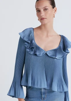 Women Derek Lam Tops<Charis Pleated Ruffle Blouse