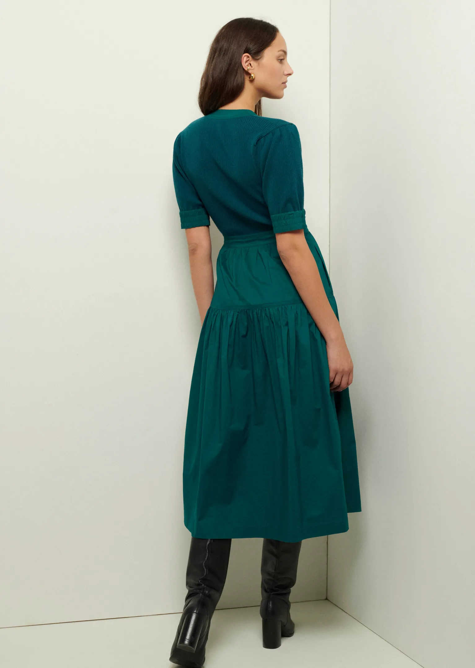 Women Derek Lam Dresses & Skirts<Claire Mixed Media Puff Sleeve Dress