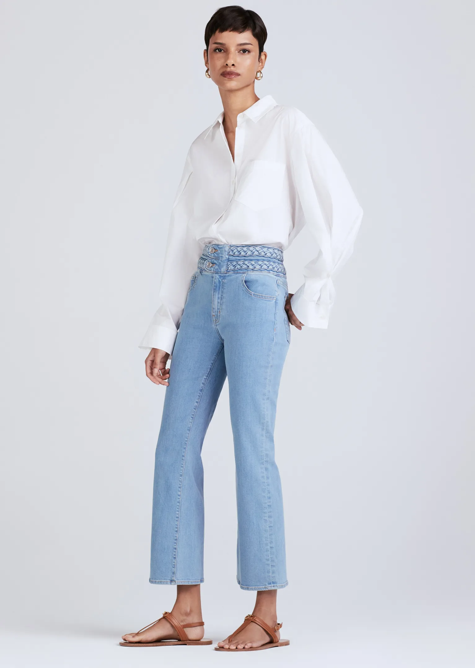 Women Derek Lam Pants & Shorts<Crosby Braided High Rise Crop Flare