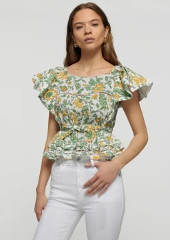 Women Derek Lam Tops<Delphine Boat Neck Ruffle Blouse