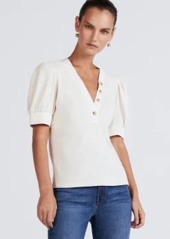 Women Derek Lam Essentials<Heather V-Neck Puff Sleeve T-Shirt