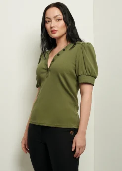 Women Derek Lam Essentials<Heather V-Neck Puff Sleeve T-Shirt
