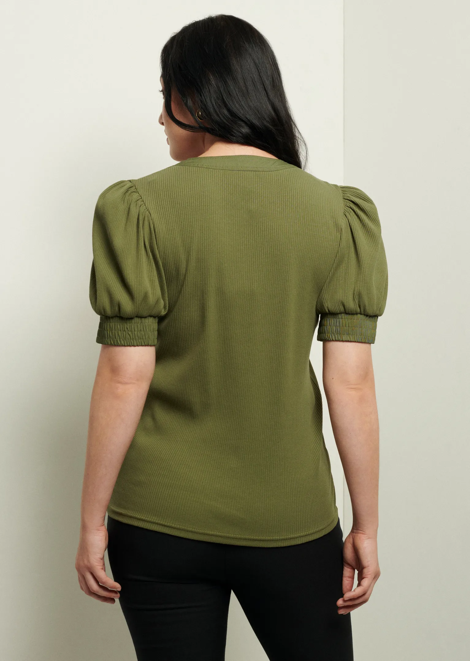 Women Derek Lam Essentials<Heather V-Neck Puff Sleeve T-Shirt