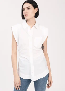 Women Derek Lam Essentials<Ivy Sleeveless Ruched Button Down Shirt