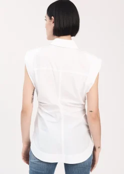 Women Derek Lam Essentials<Ivy Sleeveless Ruched Button Down Shirt