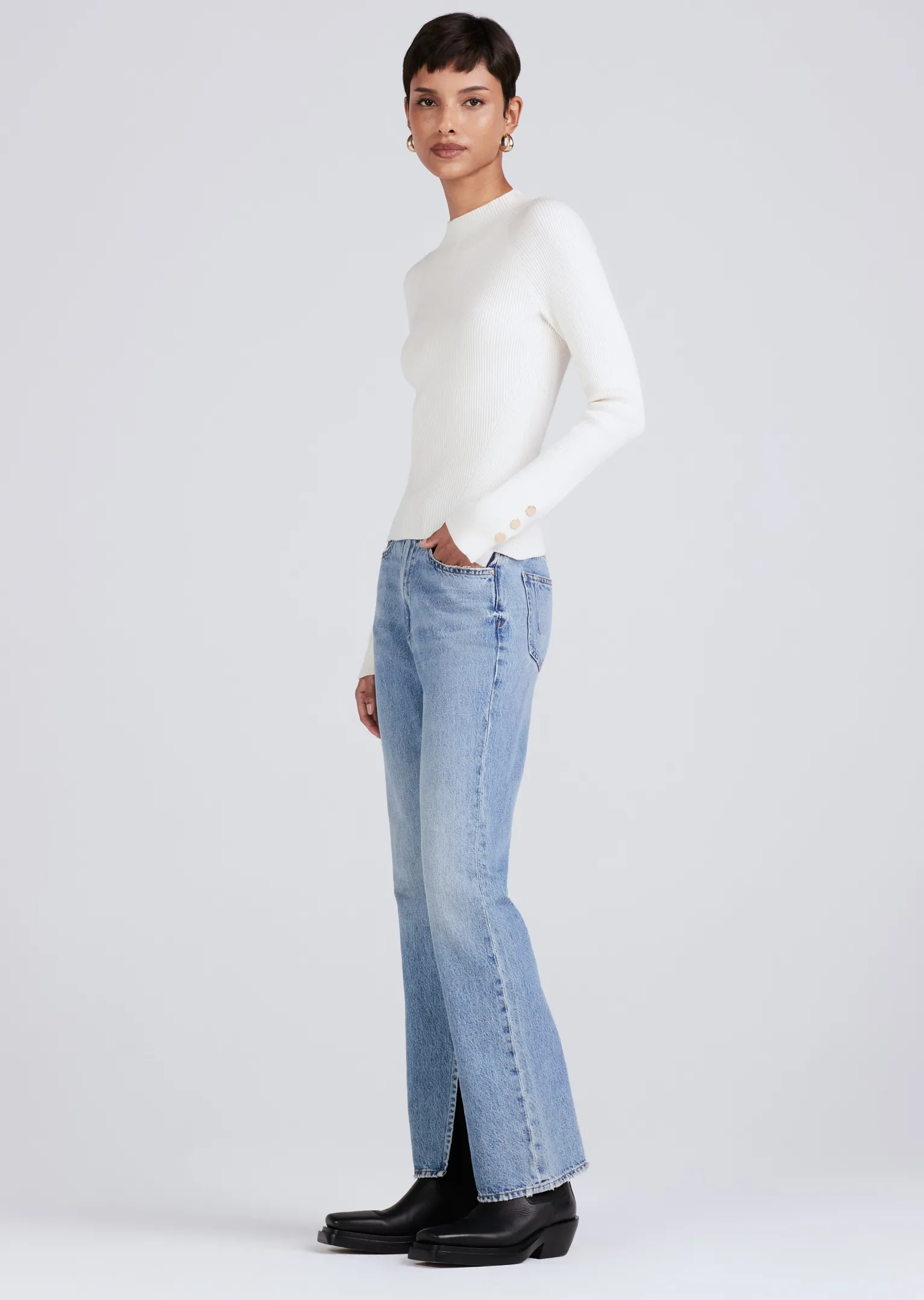 Women Derek Lam Sweaters<Kassandra Ribbed Mock Neck Sweater