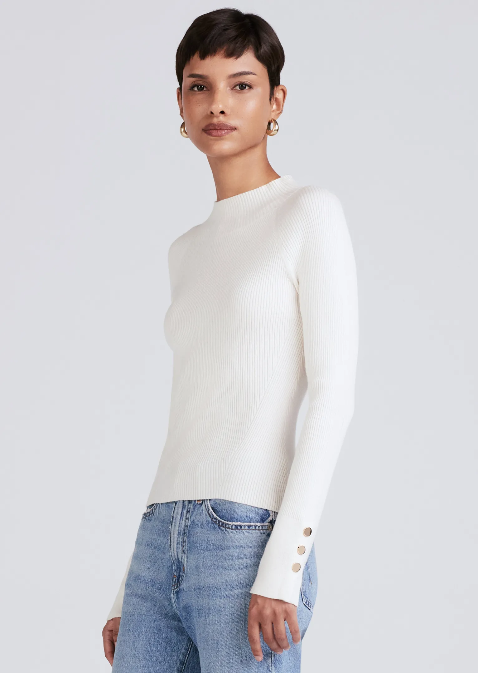 Women Derek Lam Sweaters<Kassandra Ribbed Mock Neck Sweater
