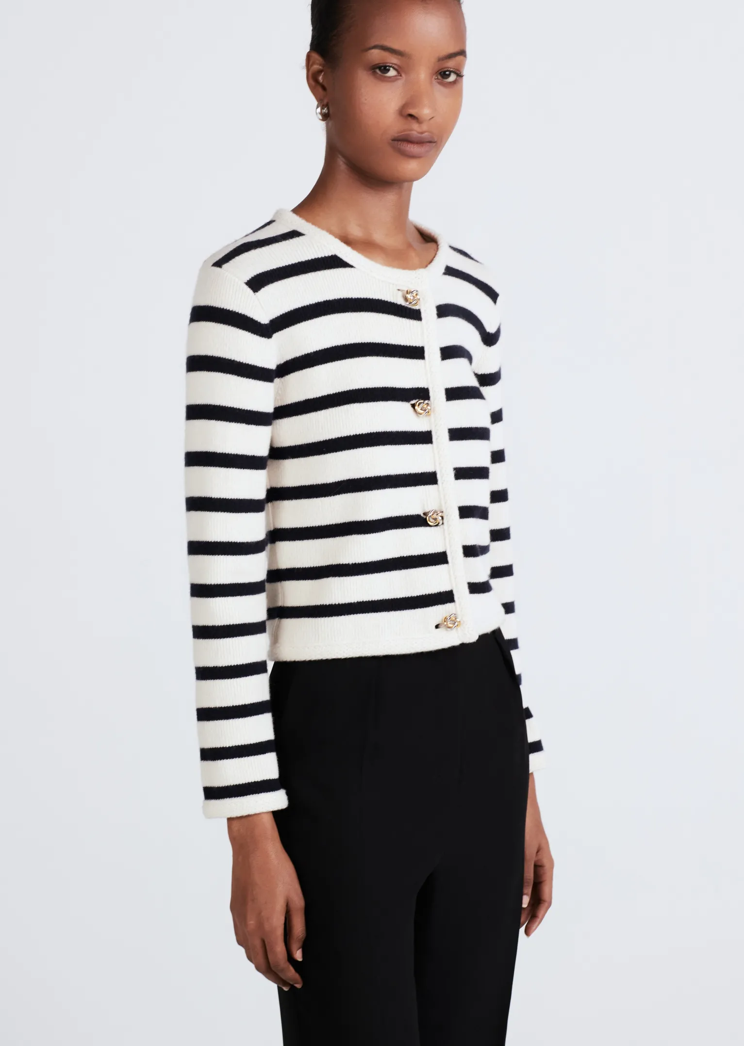 Women Derek Lam Sweaters<Keene Stripe Crewneck Cardigan