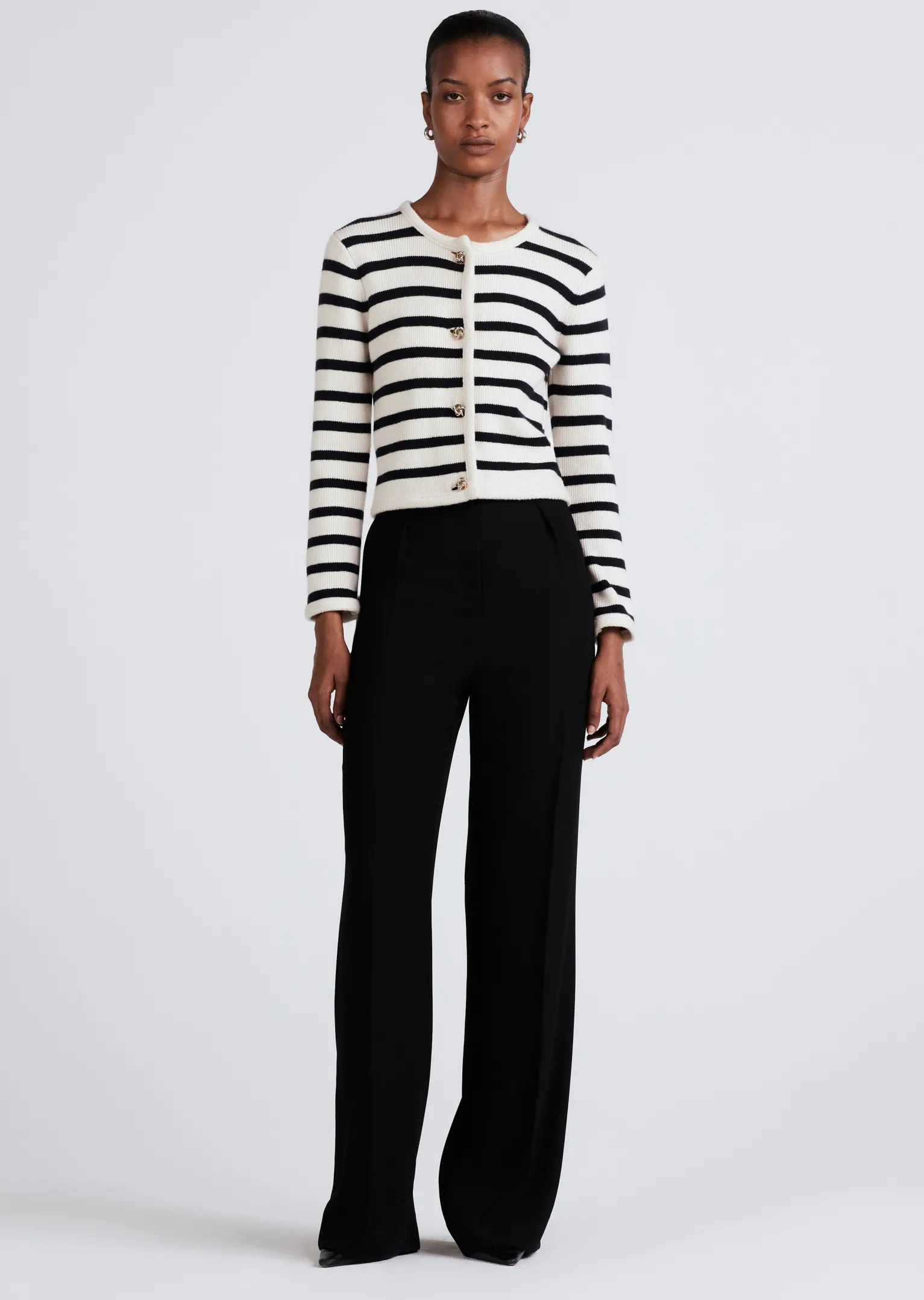 Women Derek Lam Sweaters<Keene Stripe Crewneck Cardigan