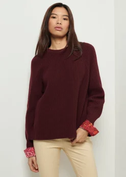 Women Derek Lam Sweaters<Marcia Long Sleeve Combo Crewneck Sweater