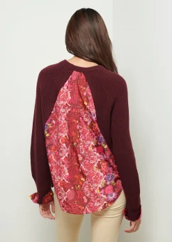 Women Derek Lam Sweaters<Marcia Long Sleeve Combo Crewneck Sweater