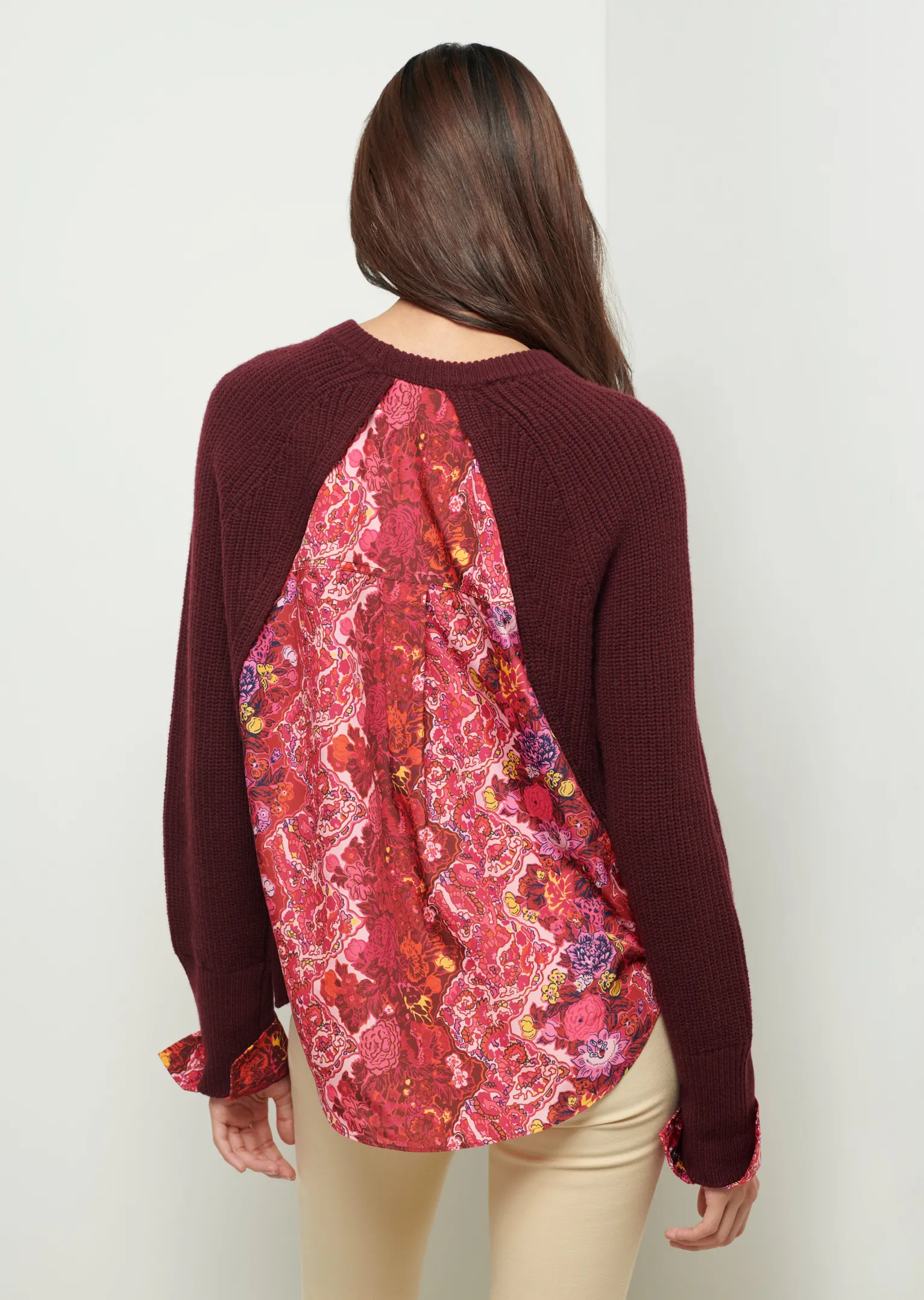 Women Derek Lam Sweaters<Marcia Long Sleeve Combo Crewneck Sweater