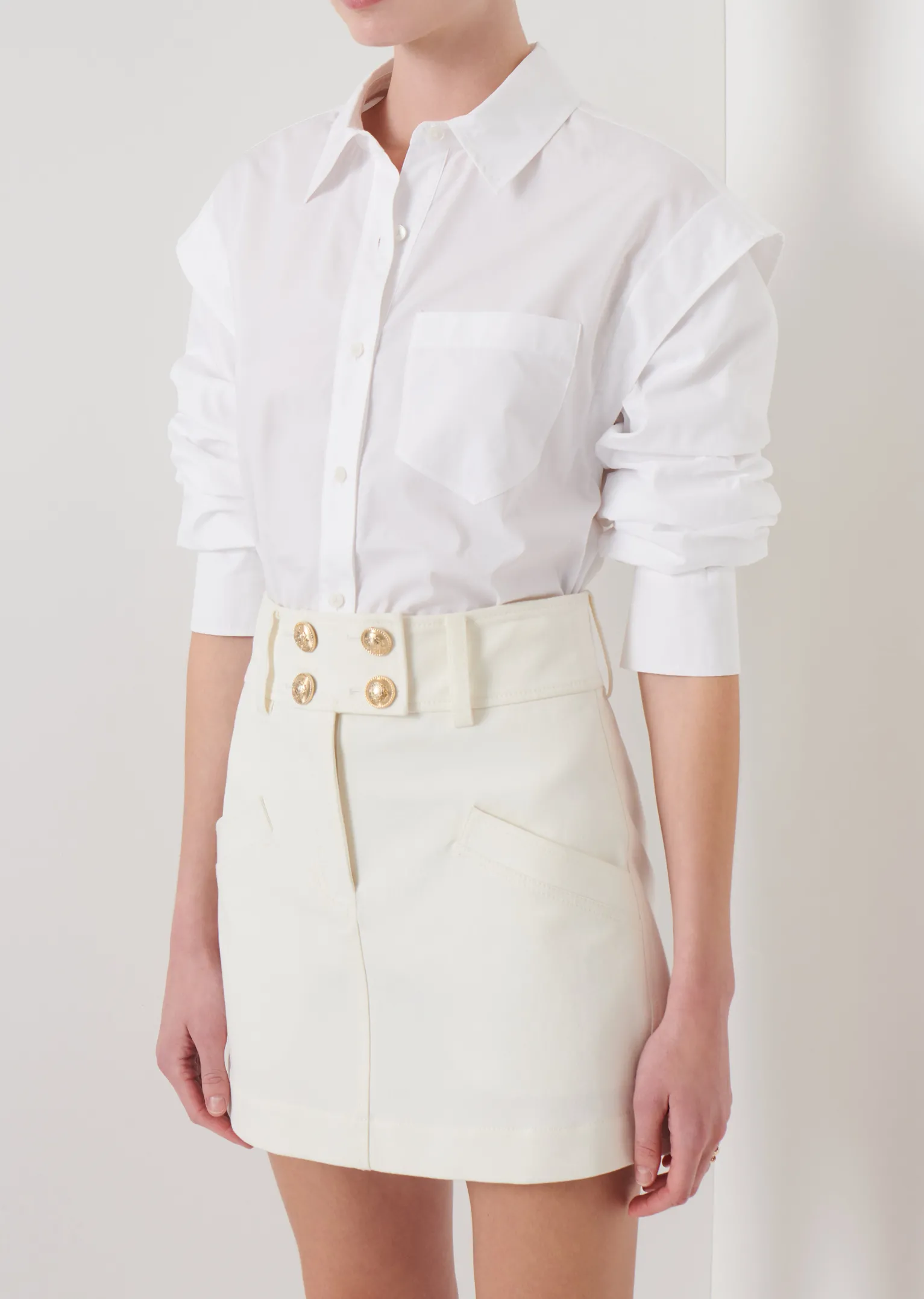 Women Derek Lam Essentials<Marley Ruched Sleeve Button Down Shirt