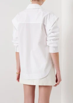 Women Derek Lam Essentials<Marley Ruched Sleeve Button Down Shirt