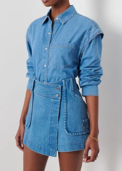 Women Derek Lam Essentials<Marley Ruched Sleeve Button Down Shirt