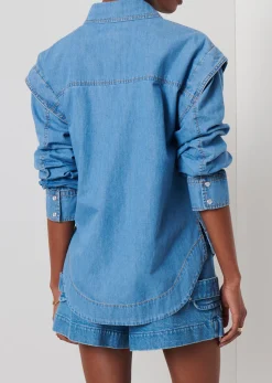 Women Derek Lam Essentials<Marley Ruched Sleeve Button Down Shirt