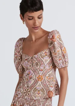 Women Derek Lam Tops<Melanie Puff Sleeve Lace-Up Top