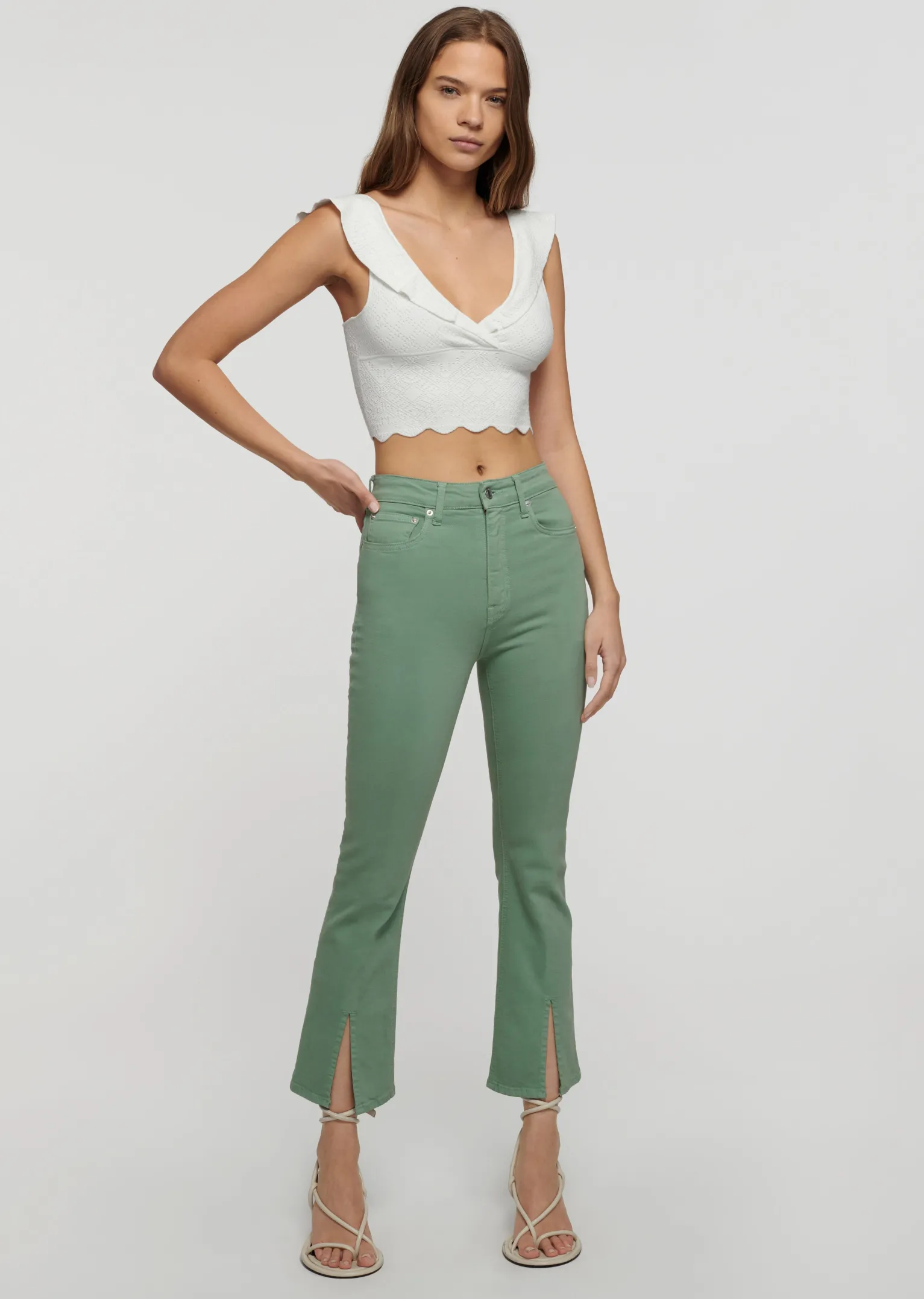 Women Derek Lam Pants & Shorts<Mira Front Slit Crop Flare Jeans