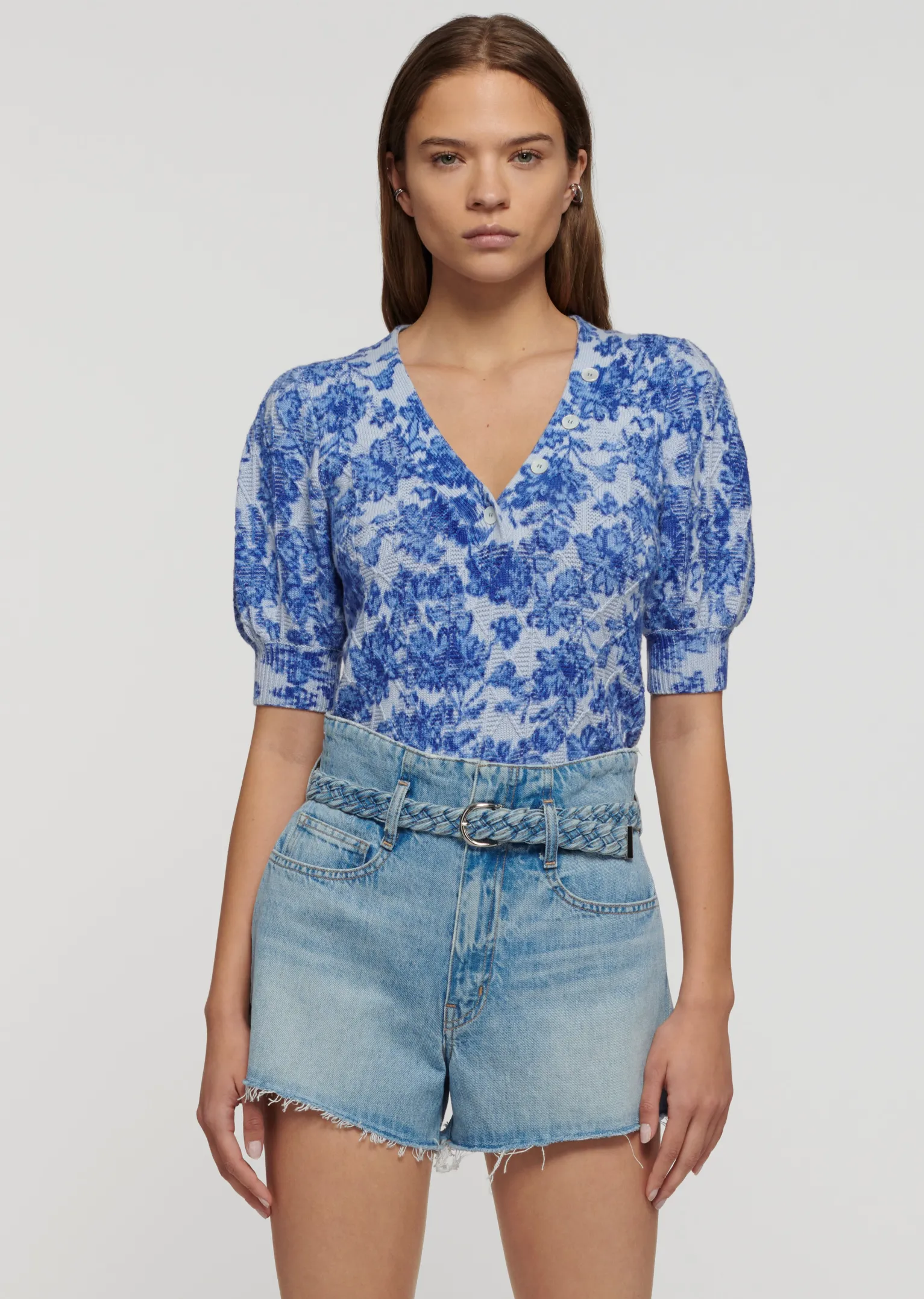 Women Derek Lam Tops<Ray Puff Sleeve Henley Top