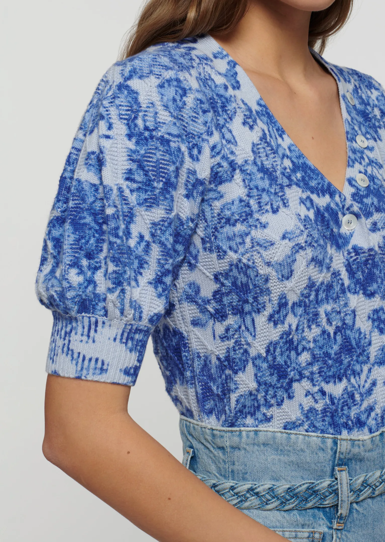 Women Derek Lam Tops<Ray Puff Sleeve Henley Top