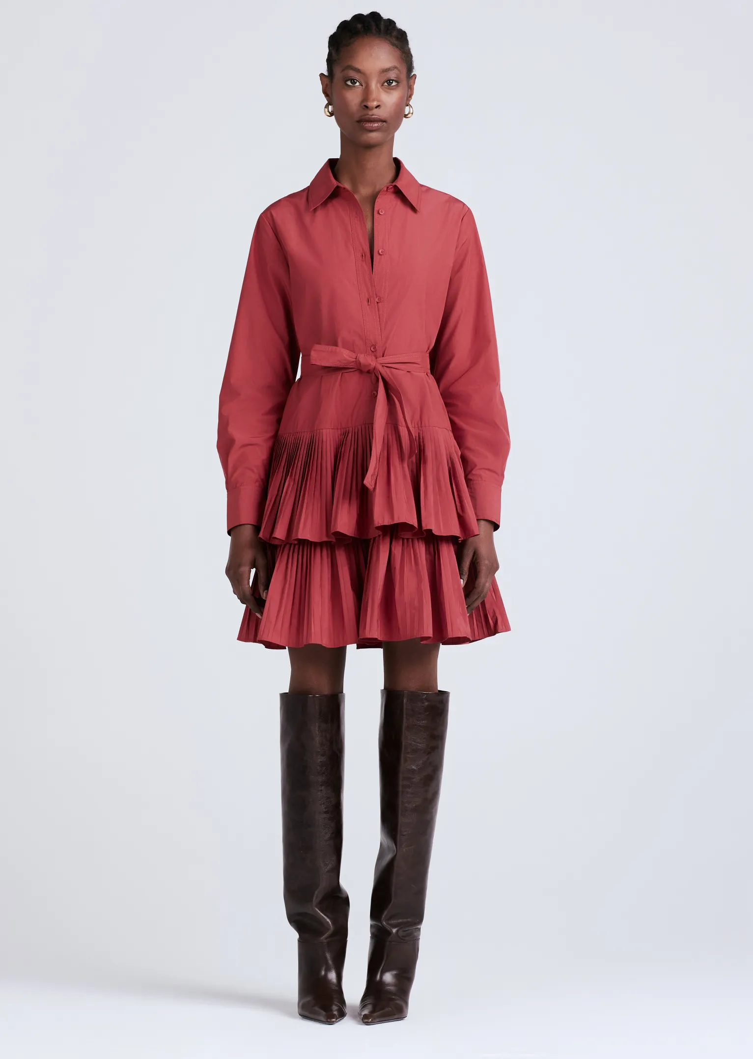 Women Derek Lam Dresses & Skirts<Sterling Long Sleeve Pleated Mini Dress