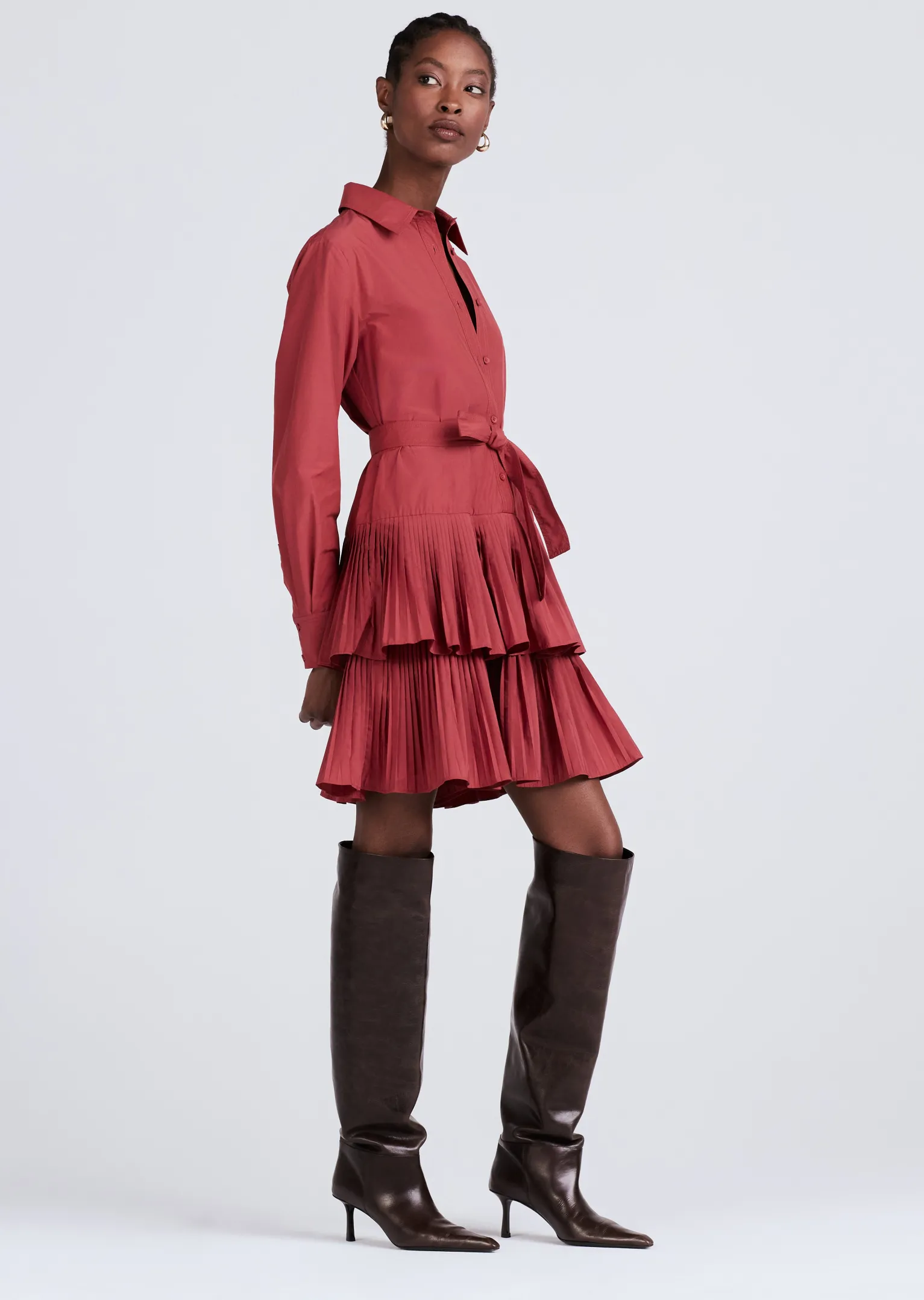 Women Derek Lam Dresses & Skirts<Sterling Long Sleeve Pleated Mini Dress